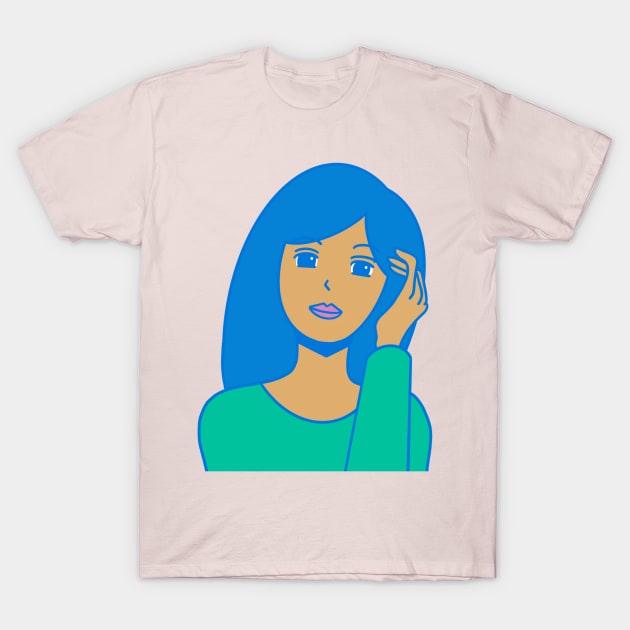 Blue haired girl T-Shirt by EV Visuals